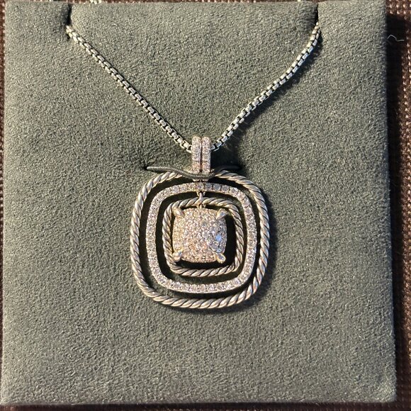 David Yurman Necklace: Chatelaine Pendant Enhancer with Pave Diamonds with Chain - Picture 1 of 16